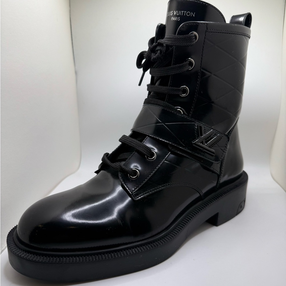 Louis Vuitton Black Quilted Lace-Up Boots